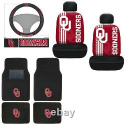 New 9PC NCAA Oklahoma Sooners Floor Mats Seat Covers Steering Wheel Cover Set