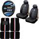 New 9pc Ford Mustang Car Truck Floor Mats Seat Covers Steering Wheel Cover Set