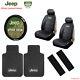 New 9pcs Jeep Factory Logo Car Truck Seat Covers Floor Mats Steering Wheel Cover