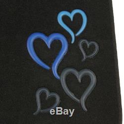 New Blue Heart Car Front Back Full Seat Covers Floor Mats & Steering Wheel Cover