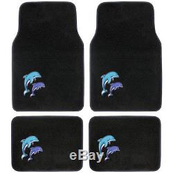 New Blue Purple Dolphins Car Seat Covers Steering Wheel Cover Floor Mats 7pc Set