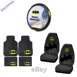 New DC Comics Batman Dark Knight 7Pc Floor Mat Seat Covers Steering Wheel Cover