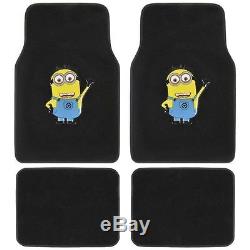 New Despicable Me Minions Car Seat Covers Steering Wheel Cover Floor Mats Set
