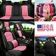 New Elegant Lady Car Seat Cover Cute Pink Pu Leather 5-sits Cushion Protector Us