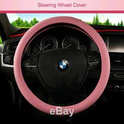 New Elegant Lady Car Seat Cover Cute Pink PU Leather 5-Sits Cushion Protector US
