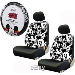 New Mickey Mouse Expression Car Truck 2 Front Seat Covers & Steering Wheel Cover