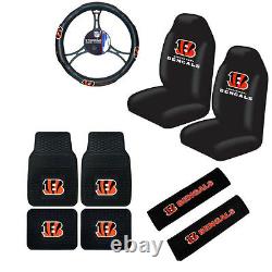 New NFL Cincinnati Bengals Car Truck Seat Covers Steering Wheel Cover Floor Mats