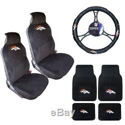 New NFL Denver Broncos Sideless Seat Covers Floor Mats Steering Wheel Cover