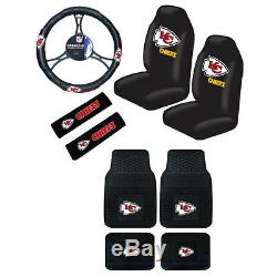 New NFL Kansas City Chiefs Car Truck Seat Covers Steering Wheel Cover Floor Mats