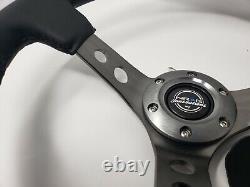 New Nrg 350mm 3deep Dish Steering Wheel Black Leather Gun Metal Rst-006gm