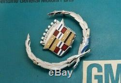 Nos 63 66 Cadillac Eldorado Fleetwood Crest Wreath Emblem Set Oem Gm Trim