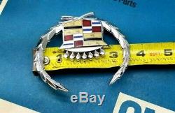 Nos 63 66 Cadillac Eldorado Fleetwood Crest Wreath Emblem Set Oem Gm Trim