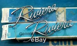 Nos 71 72 73 Buick Riviera Fender Script Emblem Set / Pair Gm Trim Boat Tail