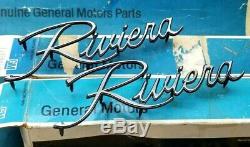 Nos 71 72 73 Buick Riviera Fender Script Emblem Set / Pair Gm Trim Boat Tail