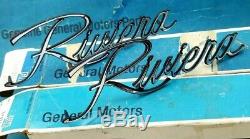 Nos 71 72 73 Buick Riviera Fender Script Emblem Set / Pair Gm Trim Boat Tail