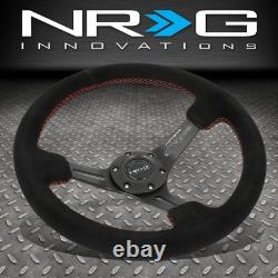 Nrg Reinforced 350mm 3deep Dish Spoke Red Stitching Suede Grip Steering Wheel