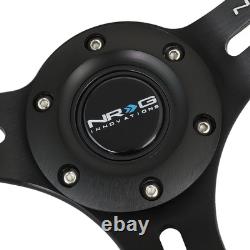 Nrg Reinforced 350mm 3deep Dish Spoke Red Stitching Suede Grip Steering Wheel