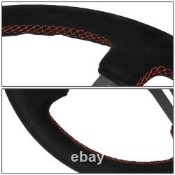 Nrg Reinforced 350mm 3deep Dish Spoke Red Stitching Suede Grip Steering Wheel