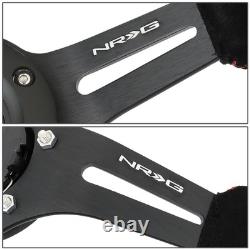 Nrg Reinforced 350mm 3deep Dish Spoke Red Stitching Suede Grip Steering Wheel