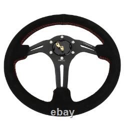 Nrg Reinforced 350mm 3deep Dish Spoke Red Stitching Suede Grip Steering Wheel