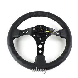 Nrg Reinforced 350mm Aluminum Black Leather 3deep Dish Racing Steering Wheel