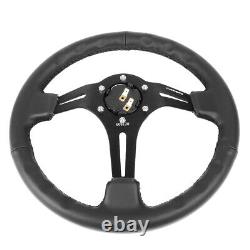 Nrg Reinforced Rst-018r 350mm 3 Deep Dish Spoke Leather Grip Steering Wheel