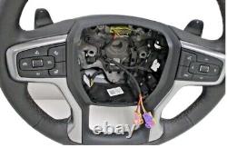 OEM 22-23 Chevy Silverado GMC Sierra Black Silver Leather Shifter Steering Wheel