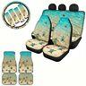 Ocean Theme Car Seat Covers Steering Wheel Cover Auto Accessory 13pcs Full Set