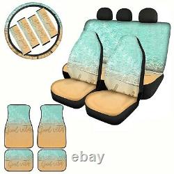 Ocean Theme Car Seat Covers Steering Wheel Cover Auto Accessory 13Pcs Full Set