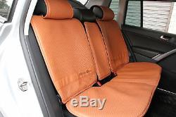 Orange Brown Seat Belt Steering Wheel Shift Knob Front & Back Car Seat Cover Set
