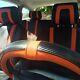 Orange & Cf Style Seat Cover Shift Knob Steering Wheel Pvc Leather Sedan 34031d