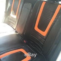 Orange & CF Style Seat Cover Shift Knob Steering Wheel PVC Leather Sedan 34031d