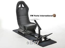 PS4 PS3 Xbox Steering Wheel Pedals Frame Bucket Seat Faux Leather Black Ultimate