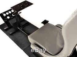 PS4 PS3 Xbox Steering Wheel Pedals Frame + Bucket Seat Faux Leather Grey Ultimat