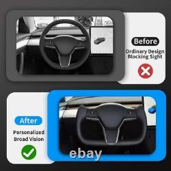 Premium Heated Black Leather Yoke Steering Wheel for Tesla Model 3/Y 2017-2024
