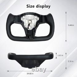 Premium Heated Black Leather Yoke Steering Wheel for Tesla Model 3/Y 2017-2024