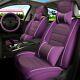 Purple Car Seat Covers For Lady Deluxe 5-sit Cushions Pu Leather Sponge Full Set