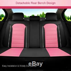 Purple Car Seat Covers For Lady Deluxe 5-Sit Cushions PU Leather Sponge Full Set