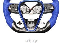 QS' REAL CARBON FIBER STEERING WHEEL FOR TOYOTA 21 Toyota-Camry SE YEARS W BLUE