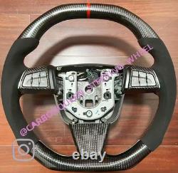 REAL CARBON FIBER Steering Wheel FOR Cadillac CTS-V WithRED+BUTTONS/FLAT TOP