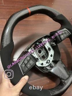 REAL CARBON FIBER Steering Wheel FOR Cadillac CTS-V WithRED+BUTTONS/FLAT TOP