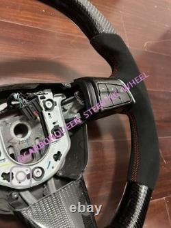 REAL CARBON FIBER Steering Wheel FOR Cadillac CTS-V WithRED+BUTTONS/FLAT TOP