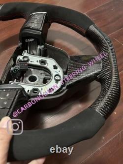 REAL CARBON FIBER Steering Wheel FOR Cadillac CTS-V WithRED+BUTTONS/FLAT TOP