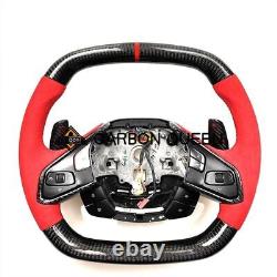 REAL CARBON FIBER Steering Wheel FOR Chevrolet Corvette C8 RED SUEDE/RING