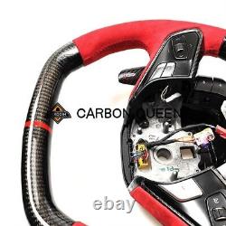 REAL CARBON FIBER Steering Wheel FOR Chevrolet Corvette C8 RED SUEDE/RING