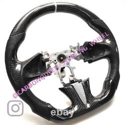 REAL CARBON FIBER Steering Wheel FOR INFINITI q50 WHITE ACCENT