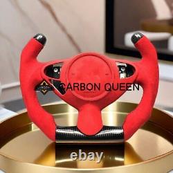REAL CARBON FIBER Steering Wheel FOR NISSAN 370Z NISMO RED SUEDE F1 STYLE