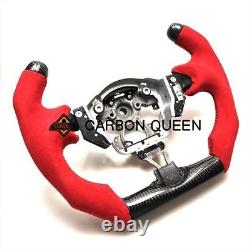 REAL CARBON FIBER Steering Wheel FOR NISSAN 370Z NISMO RED SUEDE F1 STYLE