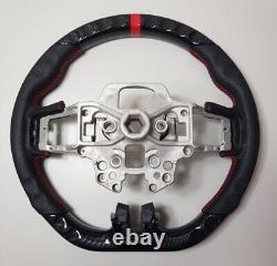 REVESOL Hydro-Dip Carbon Fiber Black Steering Wheel for 2018-2023 FORD MUSTANG