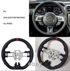 REVESOL Hydro-Dip Carbon Fiber Black Steering Wheel for 2018-2023 FORD MUSTANG